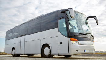 A bus parked on a road